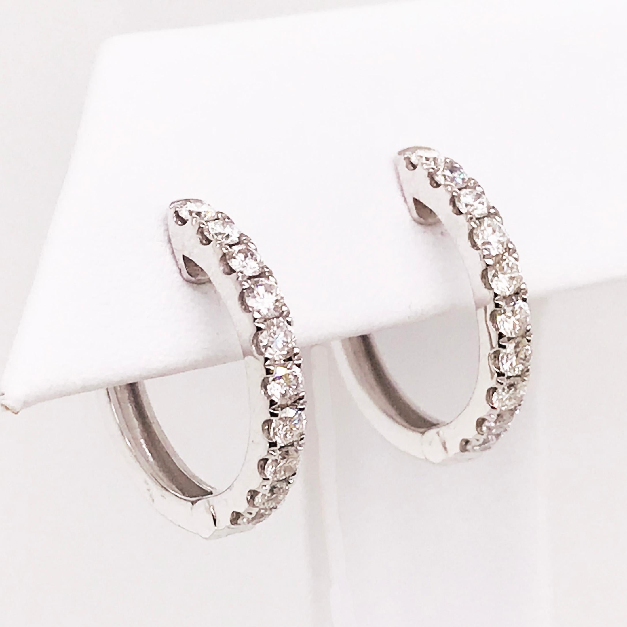 Diamond huggie earrings are in every fashion magazine, fine jewelry collection and all the rage! They are small, dainty, brilliant mini hoop earrings that are fabulous and so fun to wear. You can wear them daily for a casual look or dress up any