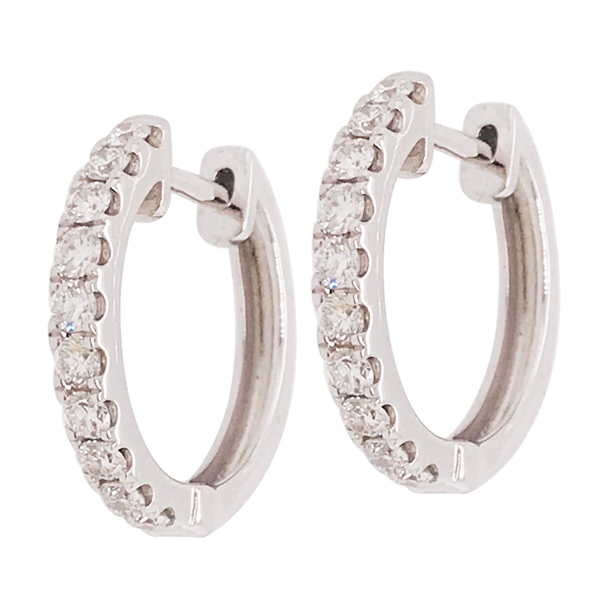 7.5mm Diamond Huggie Hoop Earrings – Mini 14k Gold, VS-SI Clarity, Round Cut (Single Or Pair)