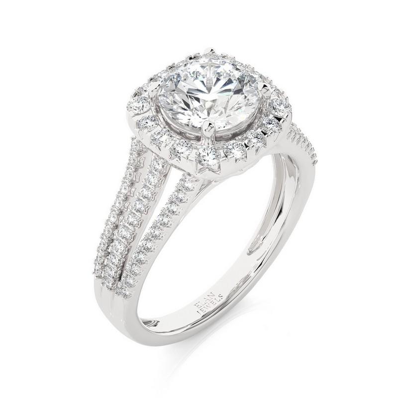 Diamond Carat Weight: This exquisite Vow Collection ring boasts a total of 76 round diamonds with a combined carat weight of 0.64 carats. The arrangement of these diamonds in the semi-mount setting creates a stunning and timeless piece.

Gold Type: