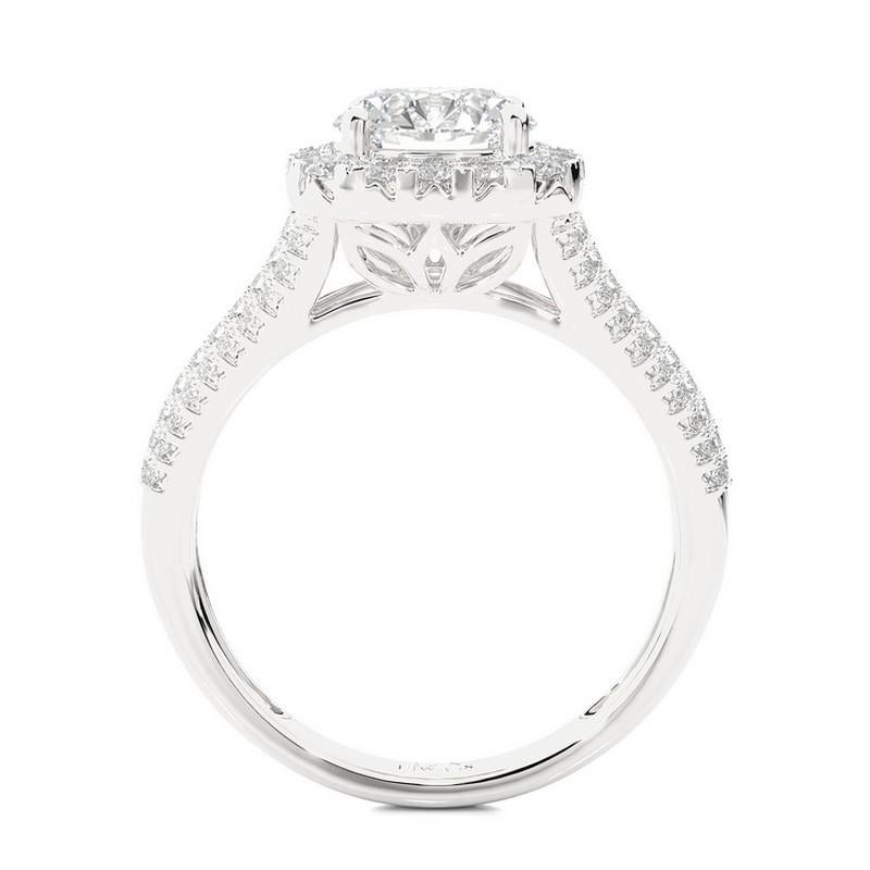 Round Cut 0.64 Carat Diamond Vow Collection Ring in 14K White Gold For Sale