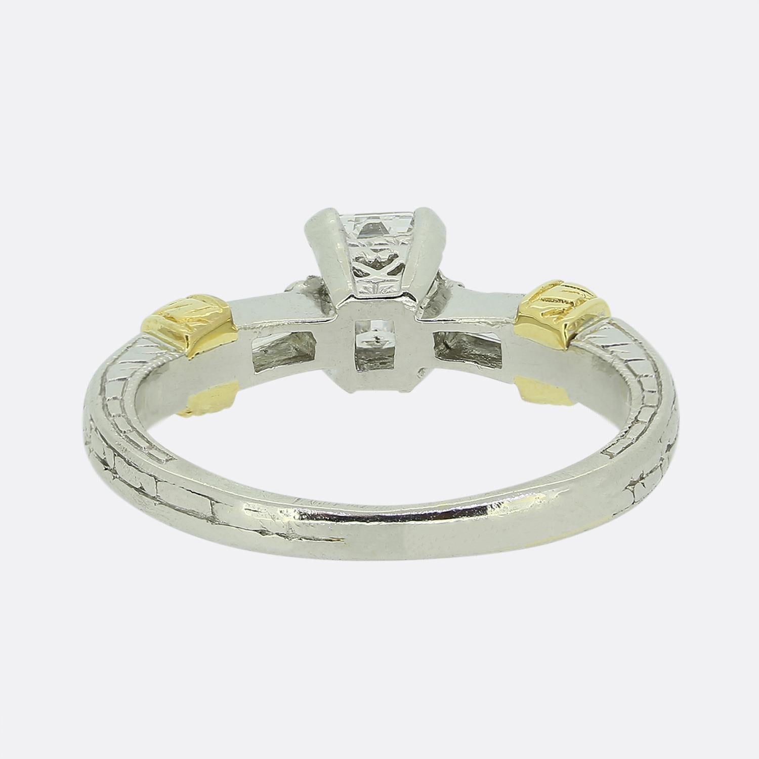 Women's 0.64 Carat Emerald Cut Diamond Engagement Ring For Sale
