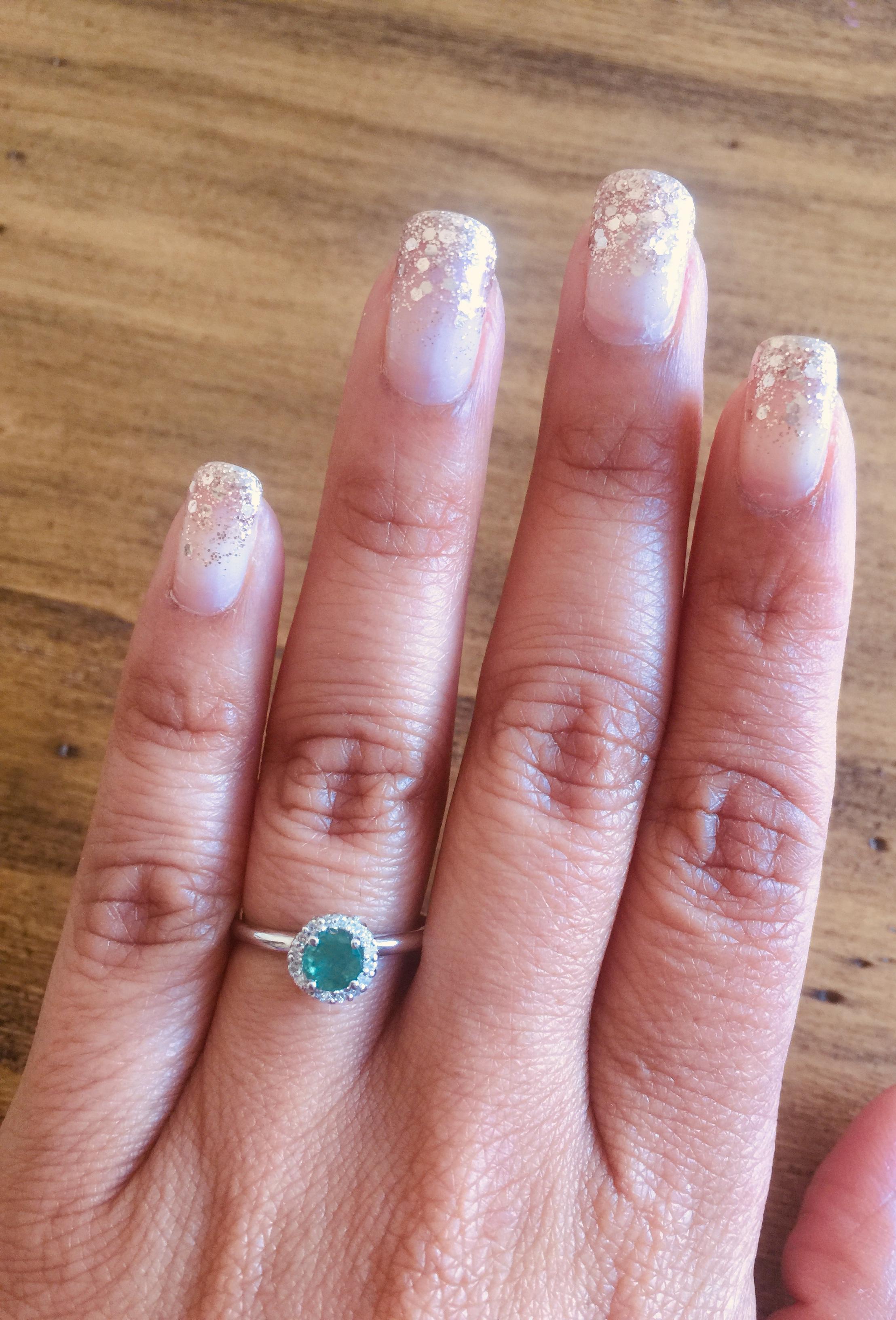 0.64 Carat Emerald Diamond White Gold Cluster Ring In New Condition In Los Angeles, CA