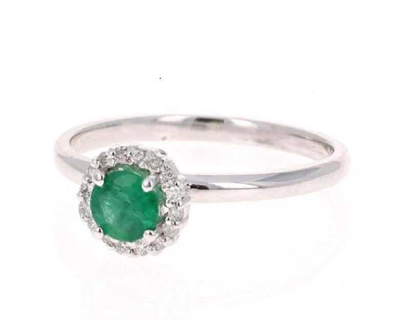 0.64 Carat Emerald Diamond White Gold Ring For Sale at 1stDibs | 14k ...