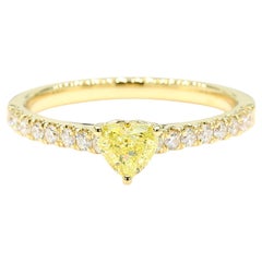 0.64 Carat Intense Yellow Diamond Heart Ring 18K Yellow Gold *Petite & Pretty*