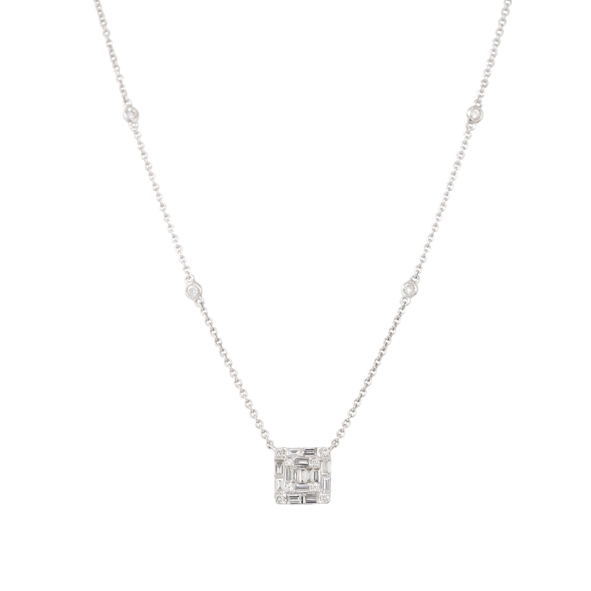 Round Cut 0.64 Carat Mosaic Diamond Station Necklace 18 Karat in Stock For Sale