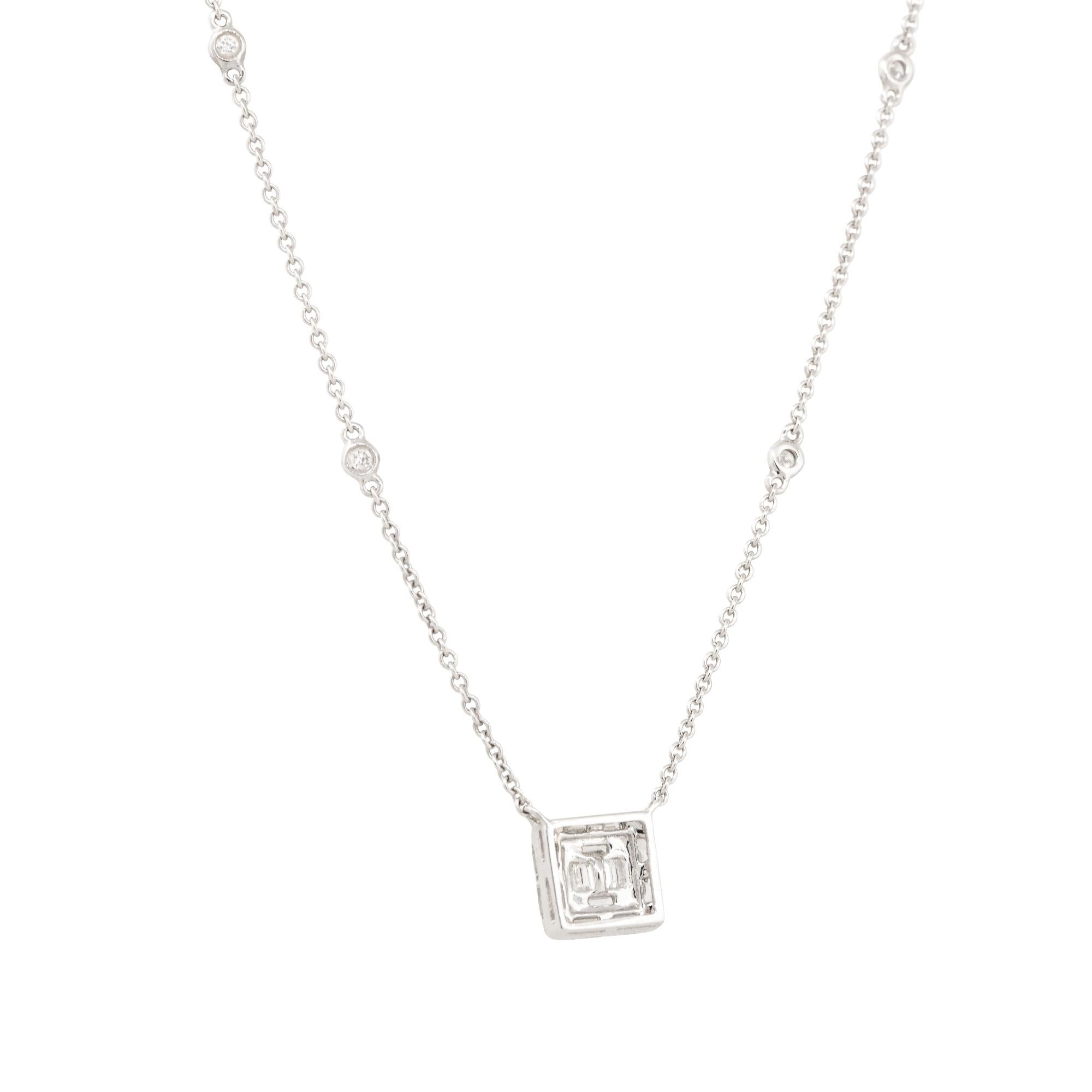 0.64 Carat Mosaic Diamond Station Necklace 18 Karat in Stock In Excellent Condition For Sale In Boca Raton, FL