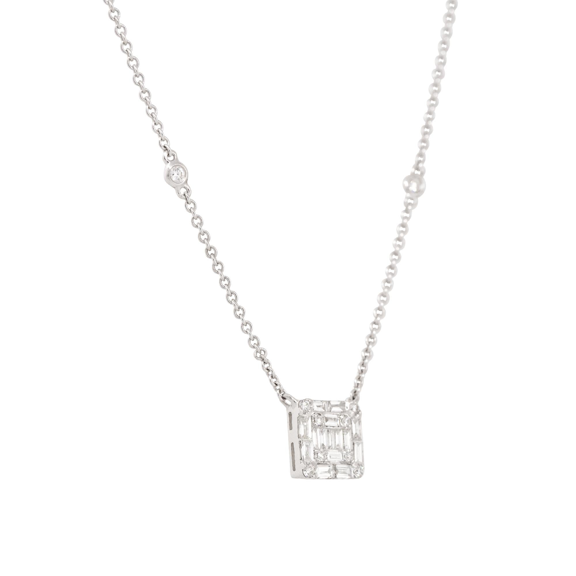 Women's 0.64 Carat Mosaic Diamond Station Necklace 18 Karat in Stock For Sale