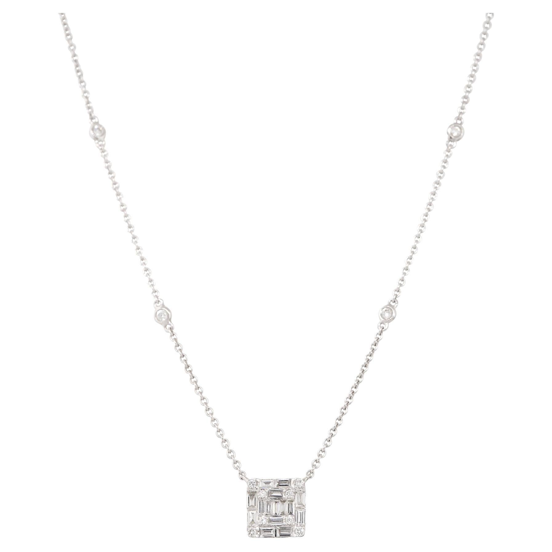 0.64 Carat Mosaic Diamond Station Necklace 18 Karat in Stock For Sale