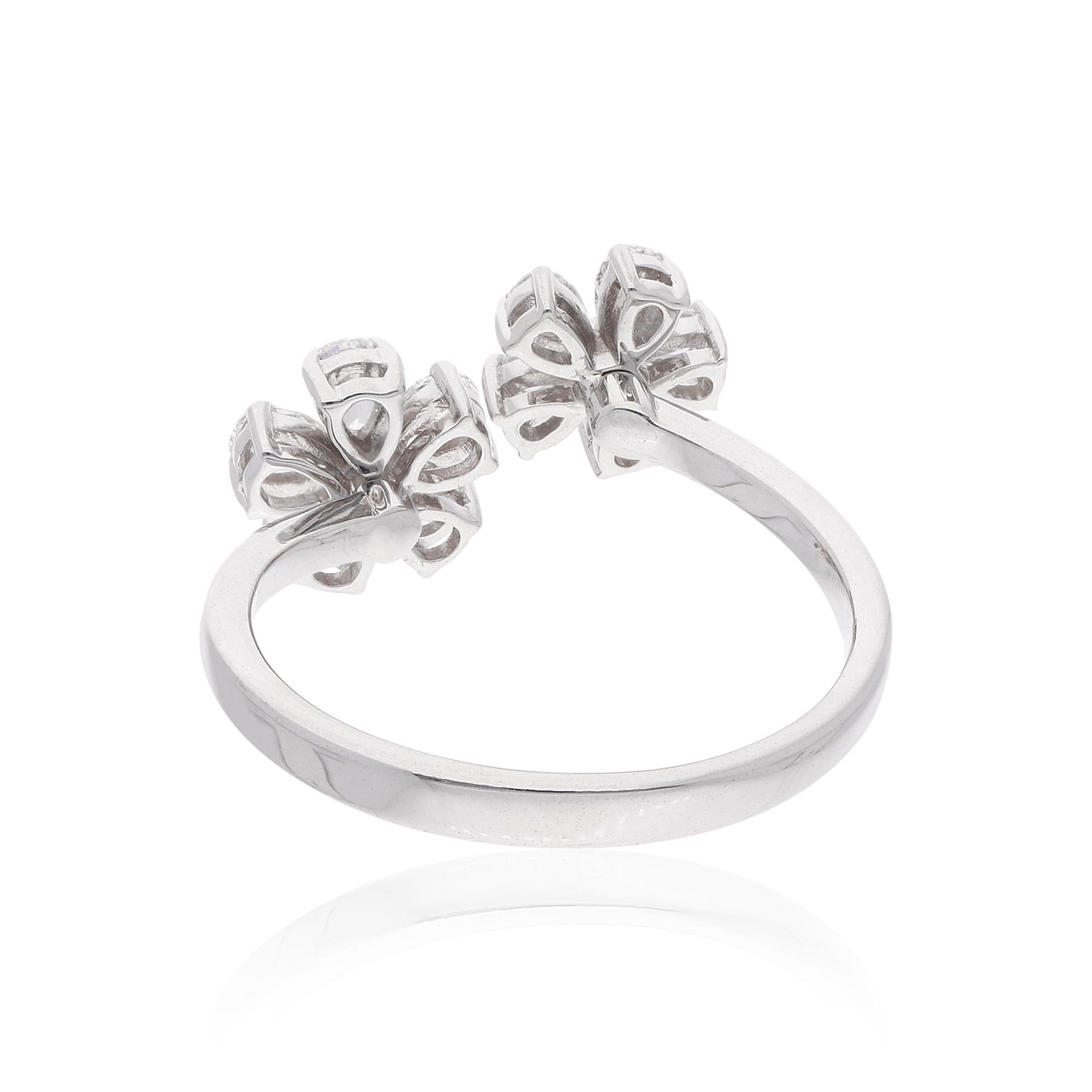 0,64 carati SI Clarity HI Color Pear Diamond Floral Cuff Ring Oro bianco 18 carati In condizioni Nuovo in vendita a Diera, Dubai