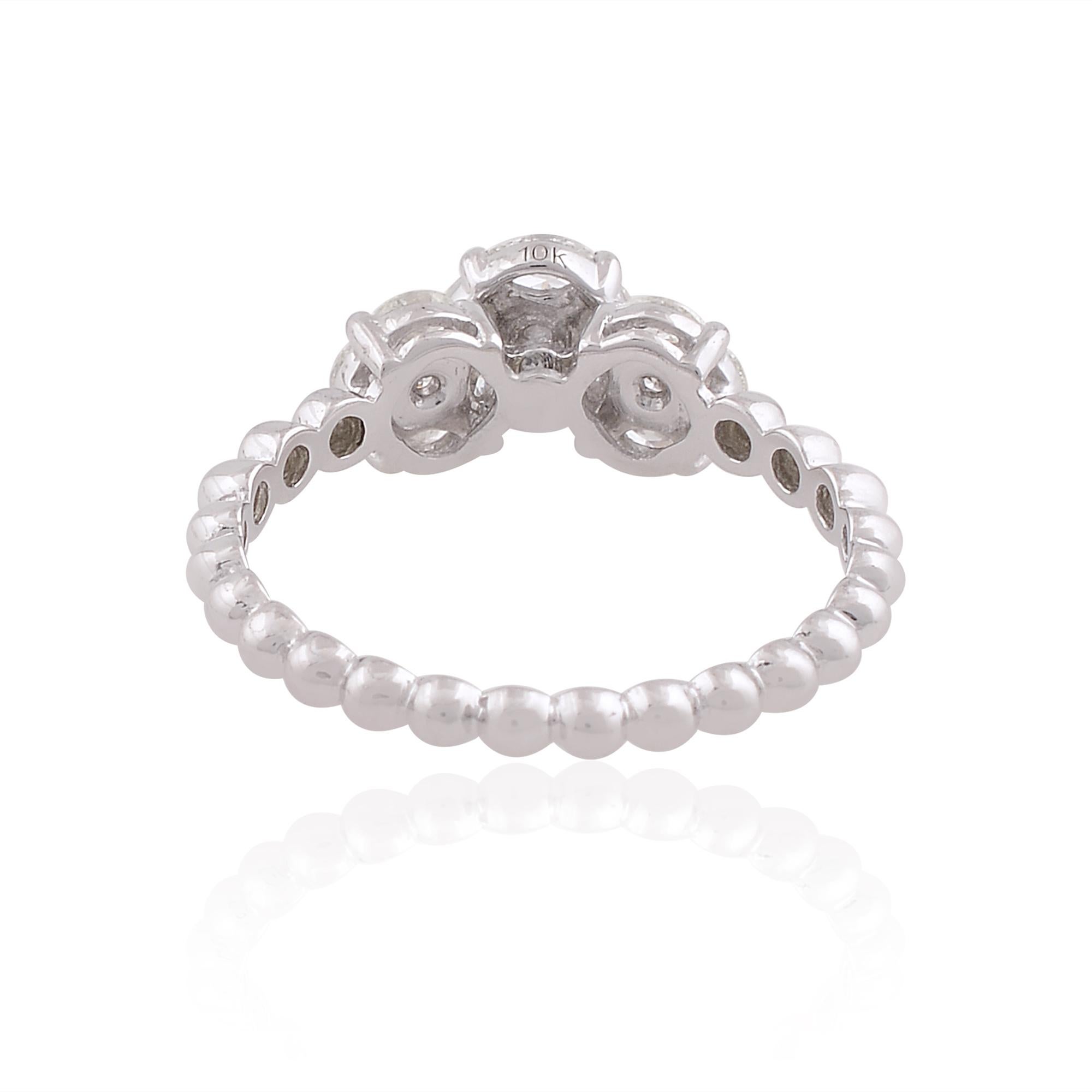 Women's 0.64 Carat SI/HI Marquise Round Diamond Promise Ring 10 Karat White Gold Jewelry For Sale