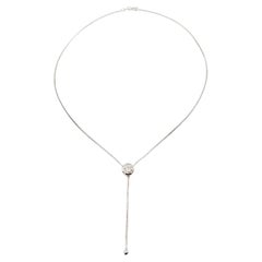 0.64 Carat Solitaire Bezel-Set Diamond 18K White Gold Y-Necklace