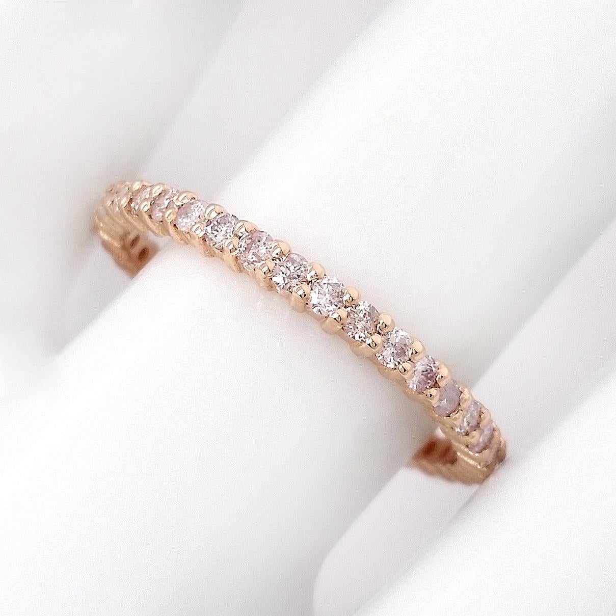 0,64 Karat natürlicher hellrosa Diamantring für Damen oder Herren