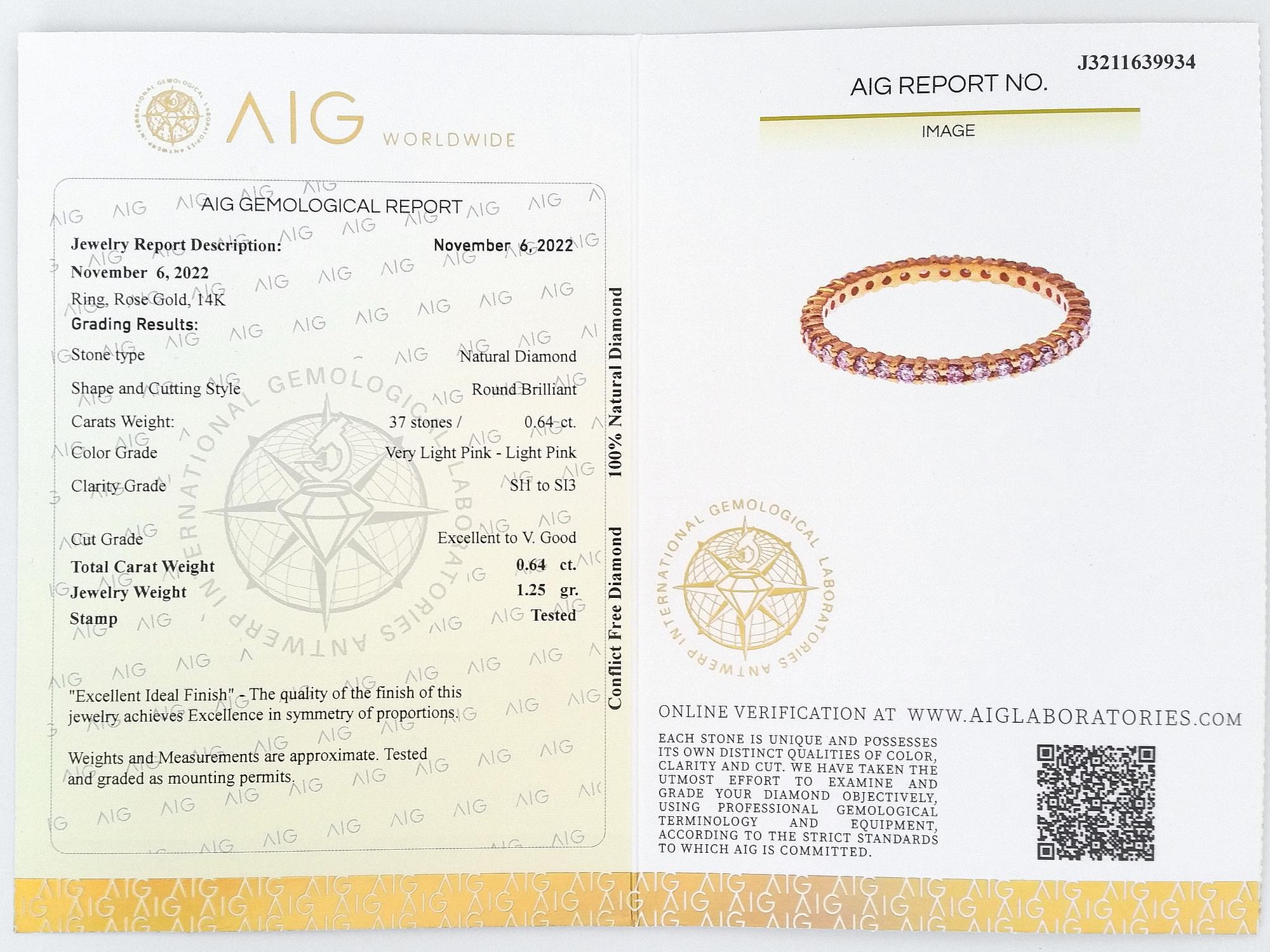 0,64 Karat natürlicher hellrosa Diamantring 2