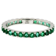 0.64 CT Esmeralda Natural14K Oro Blanco Anillo de la Eternidad Tamaño 4.5