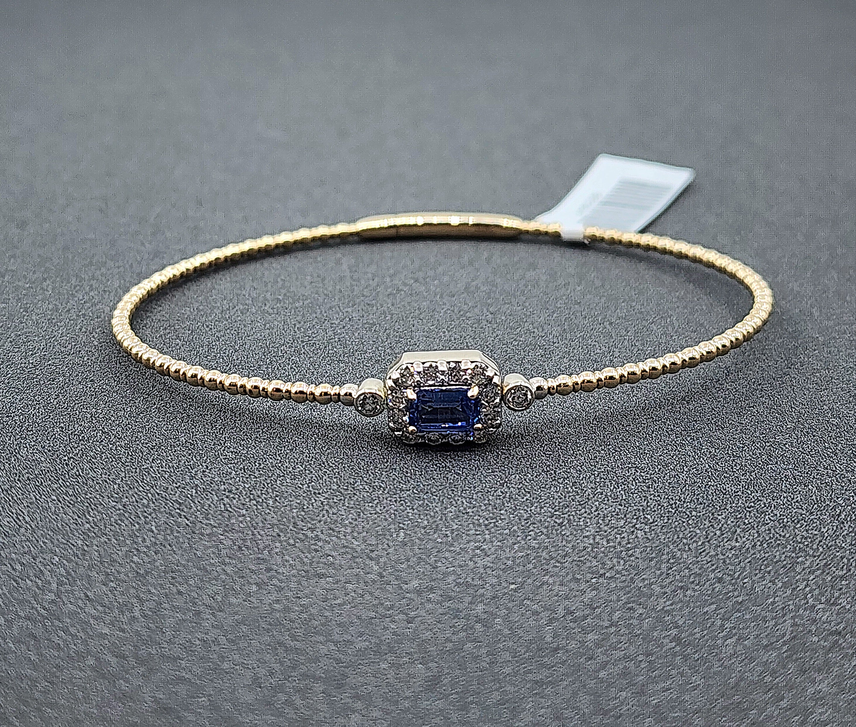 0.64 ct Natural Sapphire & Diamond Flexible Bracelet For Sale