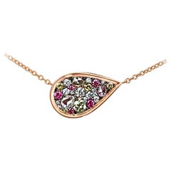 0.645 Carat Brilliant, and Rose-Cut Diamond Pendant with 18 Karat Gold Necklace