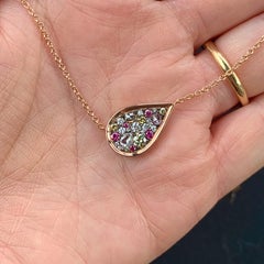 0.645 Carat Brilliant, and Rose-Cut Diamond Pendant with 18 Karat Gold Necklace