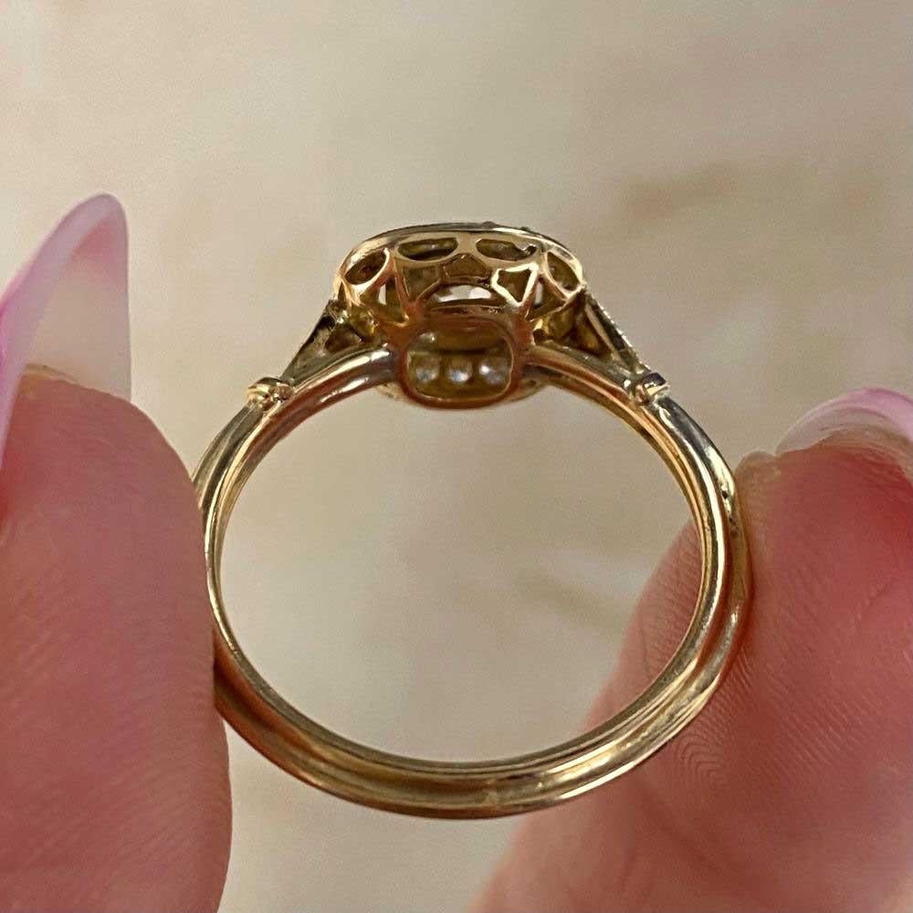 0.64ct Antique Cushion Cut Diamond Engagement Ring, I Color,  18k Yellow Gold 6