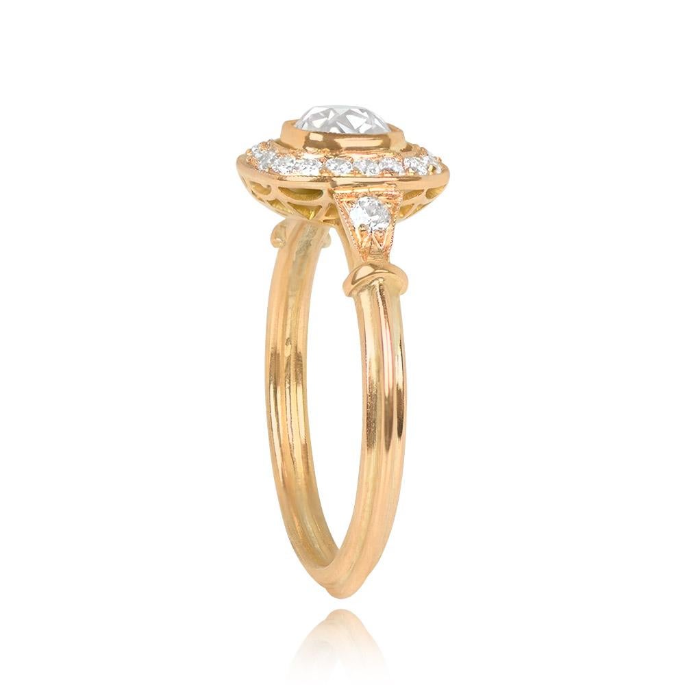 Art Deco 0.64ct Antique Cushion Cut Diamond Engagement Ring, I Color,  18k Yellow Gold