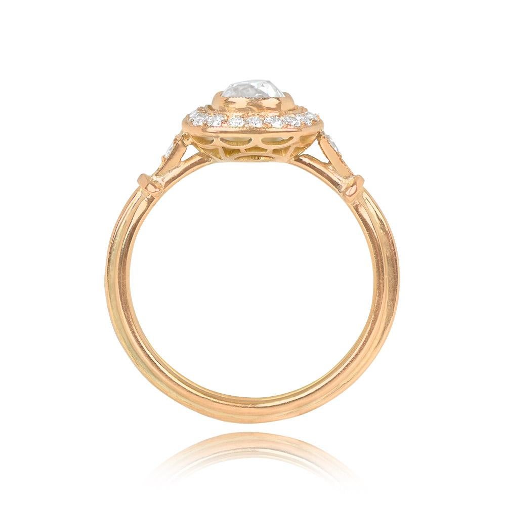 0.64ct Antique Cushion Cut Diamond Engagement Ring, I Color,  18k Yellow Gold In Excellent Condition In New York, NY