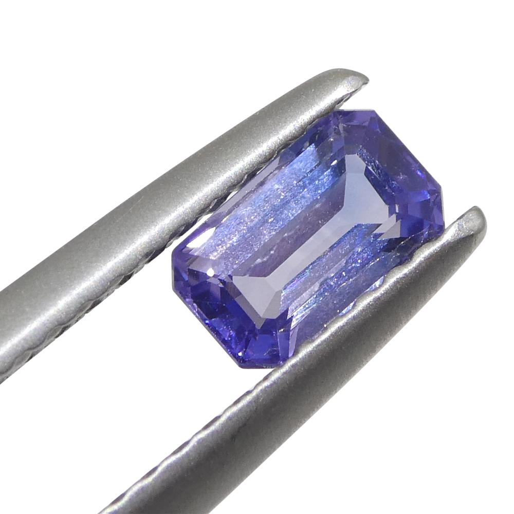 Women's or Men's 0.64ct Emerald Cut Blue Sapphire from East Africa, Unheated For Sale