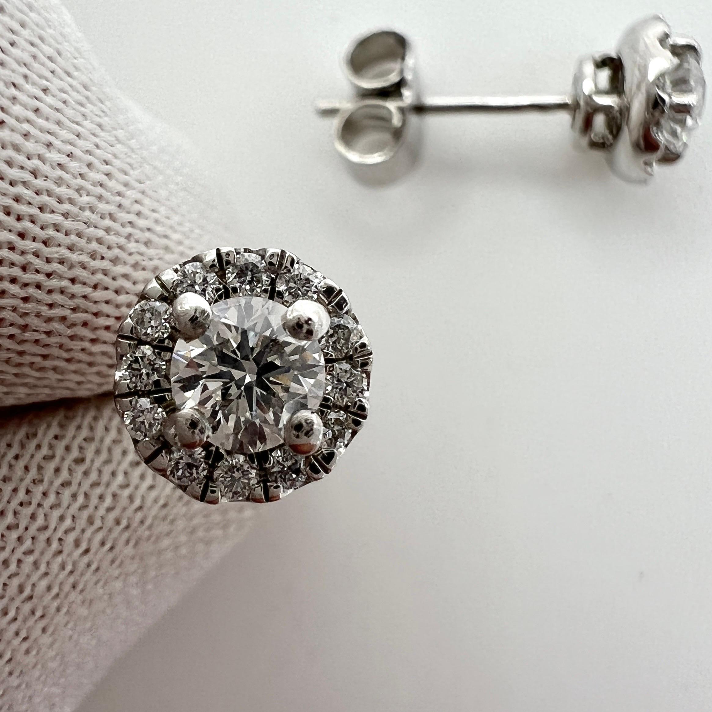 0.64ct IGI Certified White Round Cut Natural Diamond Platinum Halo Earring Studs 3