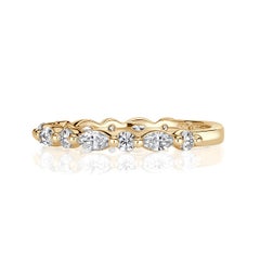 0.64ct Marquise and Round Brilliant Cut Diamond Wedding Band in 18k Champagne