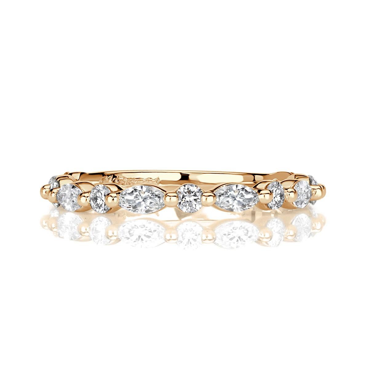0.64ct Marquise and Round Brilliant Cut Diamond Wedding Band in 18k Champagne