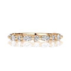0.64ct Marquise and Round Brilliant Cut Diamond Wedding Band in 18k Champagne