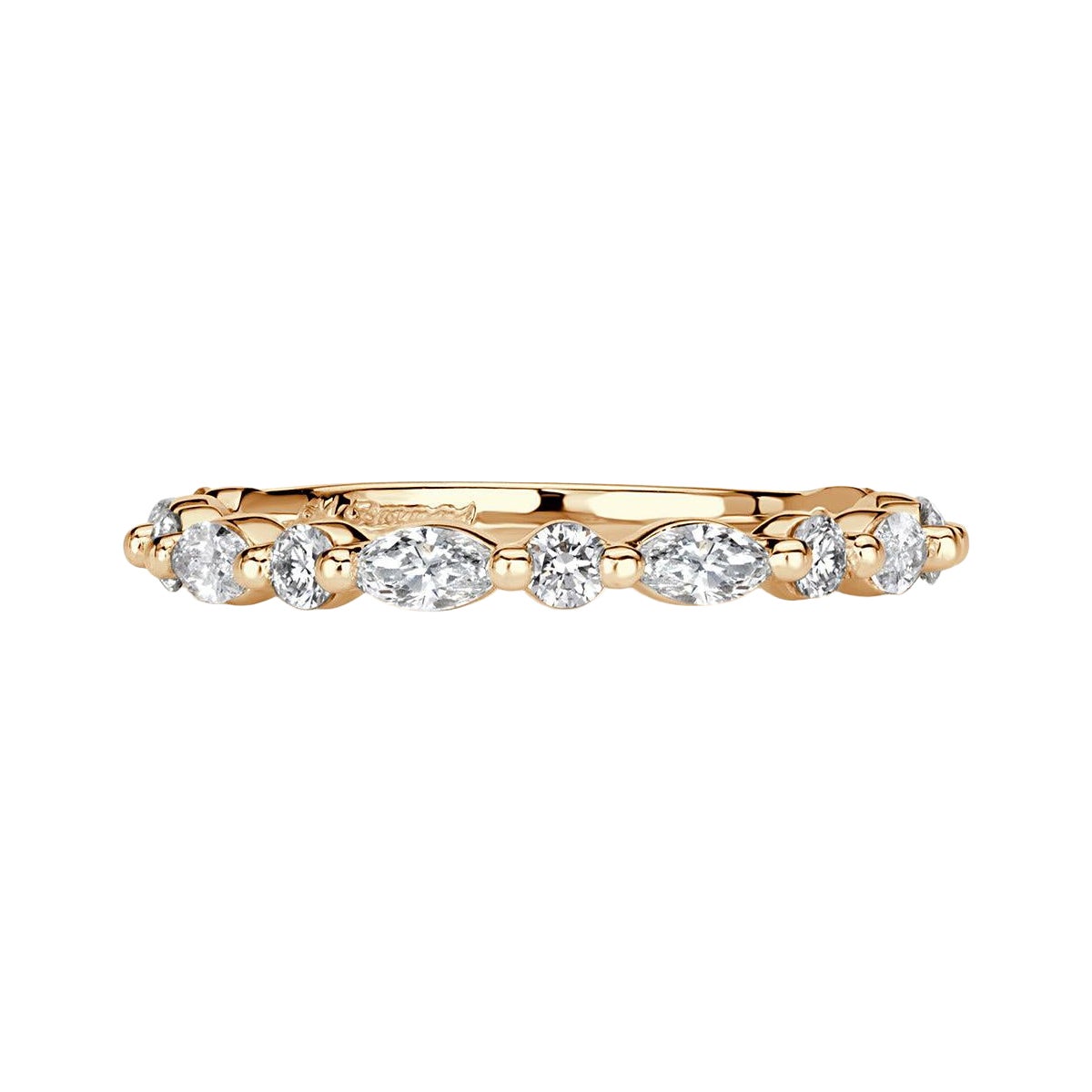 0.64ct Marquise and Round Brilliant Cut Diamond Wedding Band in 18k Champagne