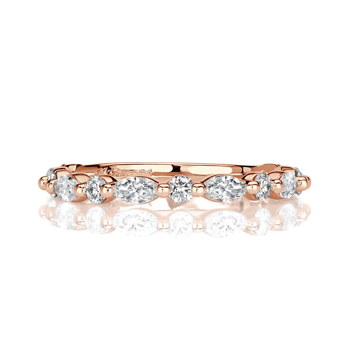 0.64ct Marquise and Round Brilliant Cut Diamond Wedding Band in 18k Rose Gold