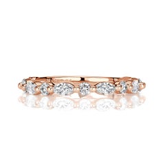 0.64ct Marquise and Round Brilliant Cut Diamond Wedding Band in 18k Rose Gold