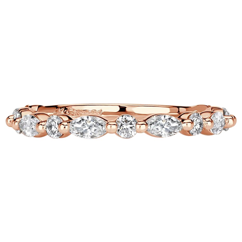 0.64ct Marquise and Round Brilliant Cut Diamond Wedding Band in 18k Rose Gold