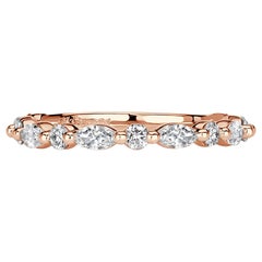 0.64ct Marquise and Round Brilliant Cut Diamond Wedding Band in 18k Rose Gold