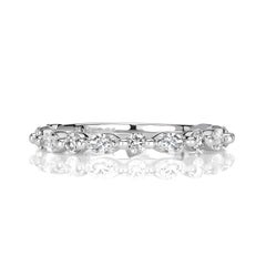 0.64ct Marquise and Round Brilliant Cut Diamond Wedding Band in 18k White Gold