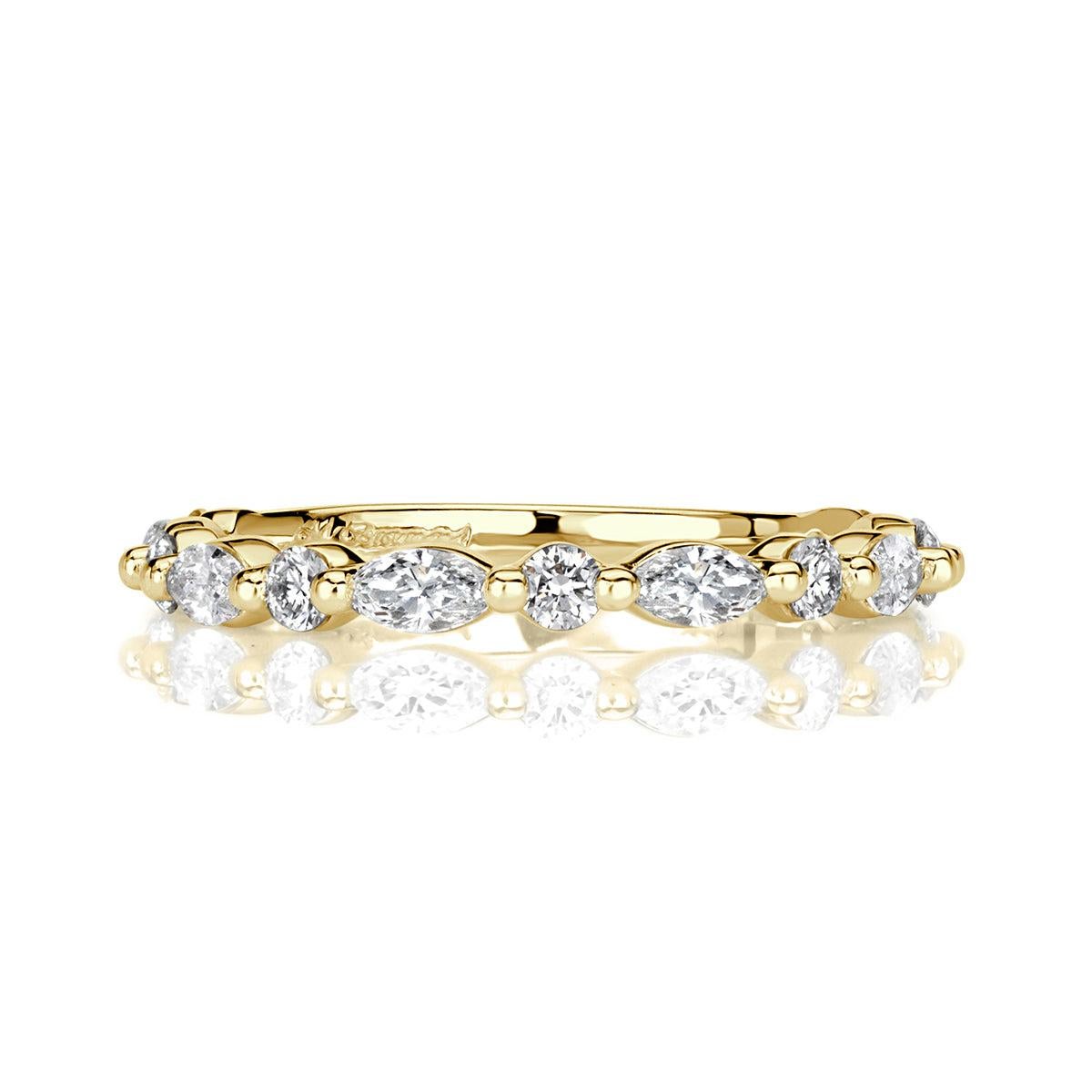 0.64ct Marquise and Round Brilliant Cut Diamond Wedding Band in 18k Yellow Gold