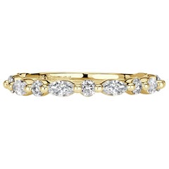 0.64ct Marquise and Round Brilliant Cut Diamond Wedding Band in 18k Yellow Gold