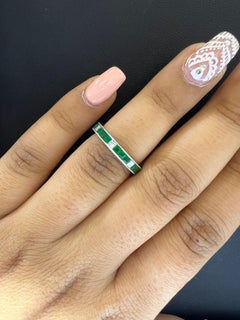 0.64ct Natural Emerald 18K White Gold Ring