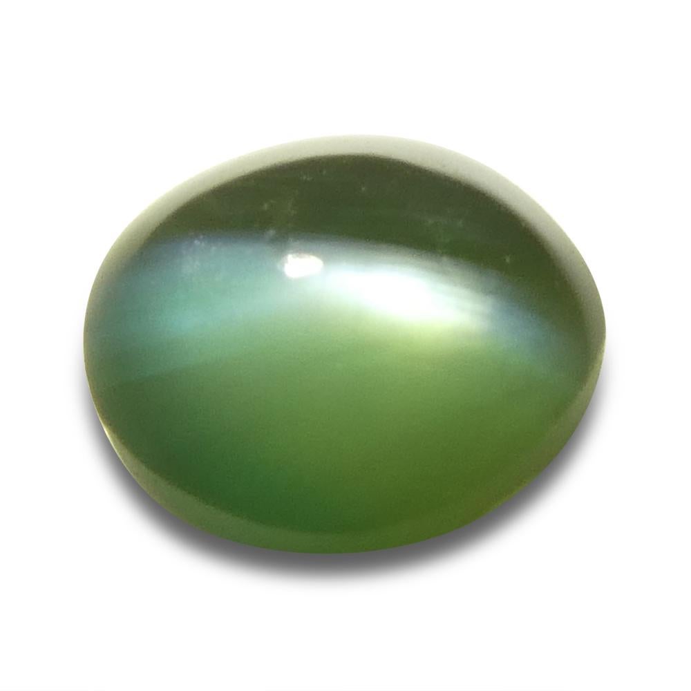 Women's or Men's 0.64ct Oval Cabochon Yellowish Green to Pink-Purple Cat's Eye Alexandrite from I For Sale