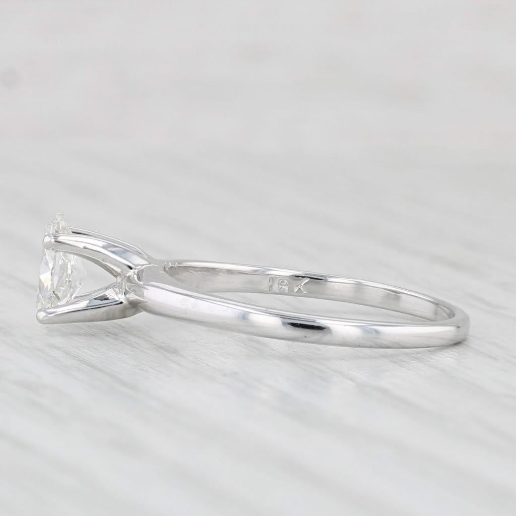 Oval Cut 0.64ct Oval Diamond Solitaire Engagement Ring 18k White Gold Size 6.75