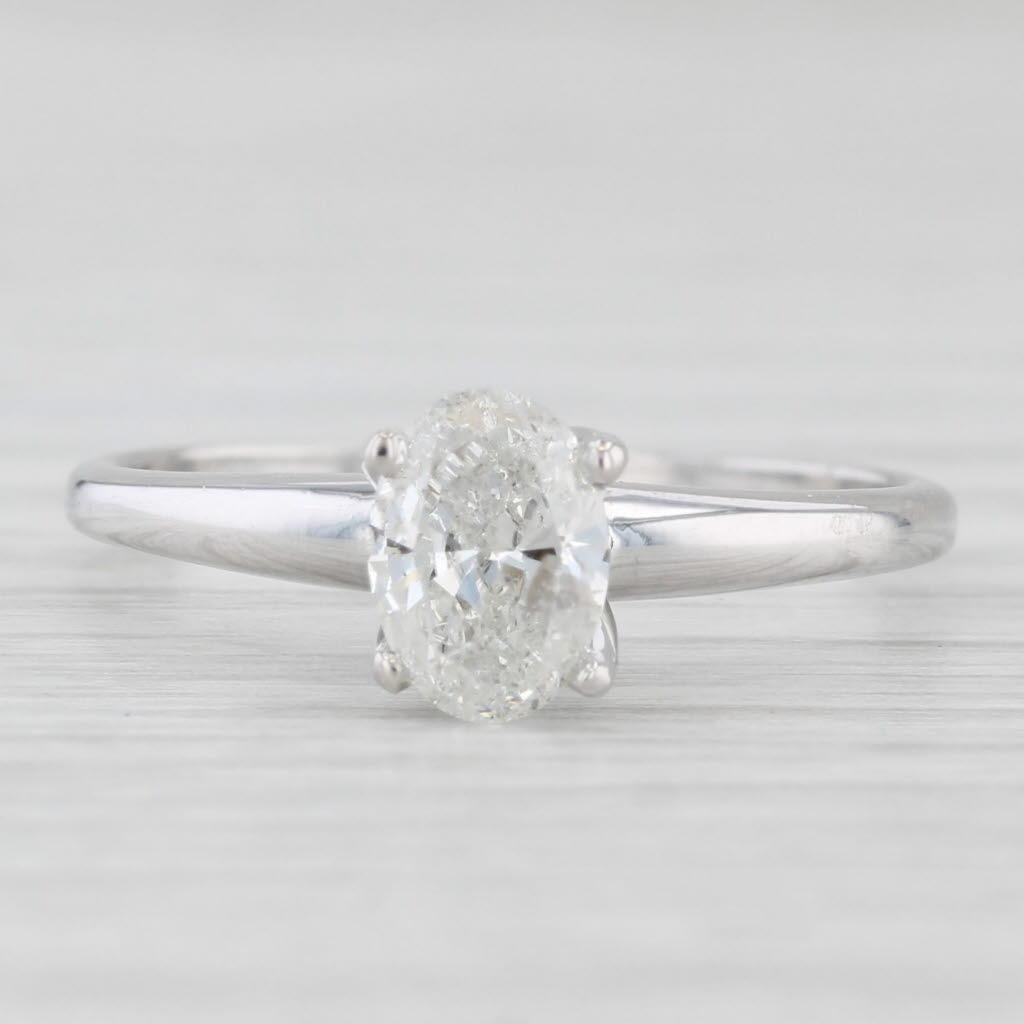0.64ct Oval Diamond Solitaire Engagement Ring 18k White Gold Size 6.75 In Good Condition In McLeansville, NC