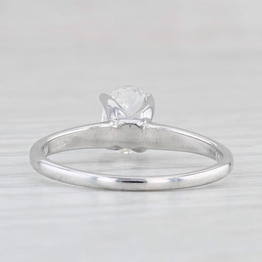 Women's or Men's 0.64ct Oval Diamond Solitaire Engagement Ring 18k White Gold Size 6.75