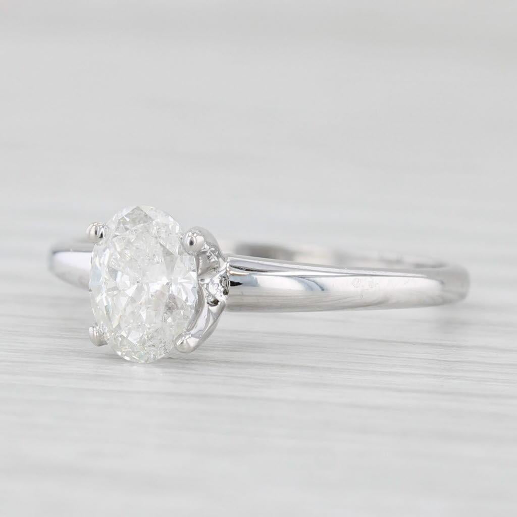0.64ct Oval Diamond Solitaire Engagement Ring 18k White Gold Size 6.75 2