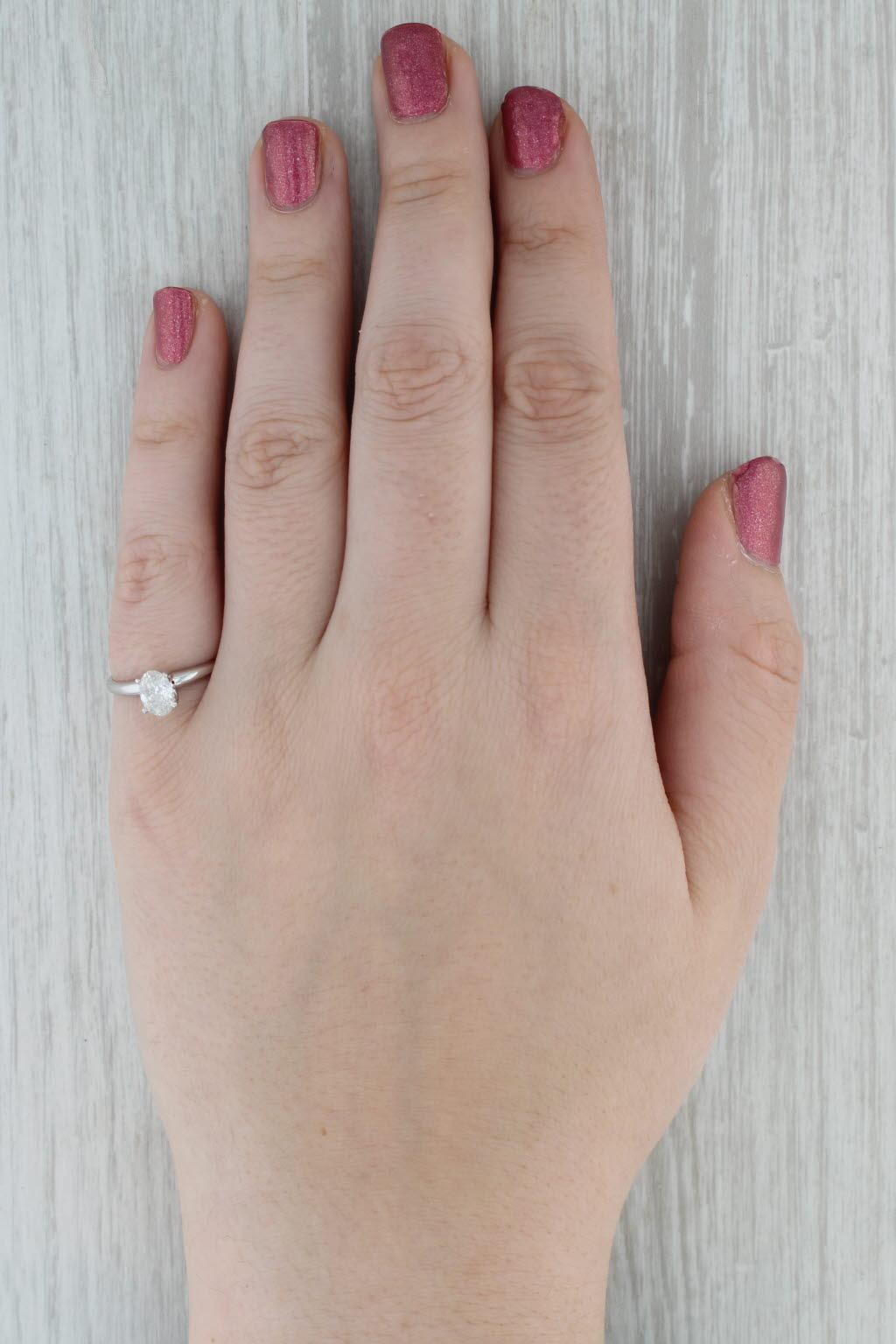 0.64ct Oval Diamond Solitaire Engagement Ring 18k White Gold Size 6.75 4