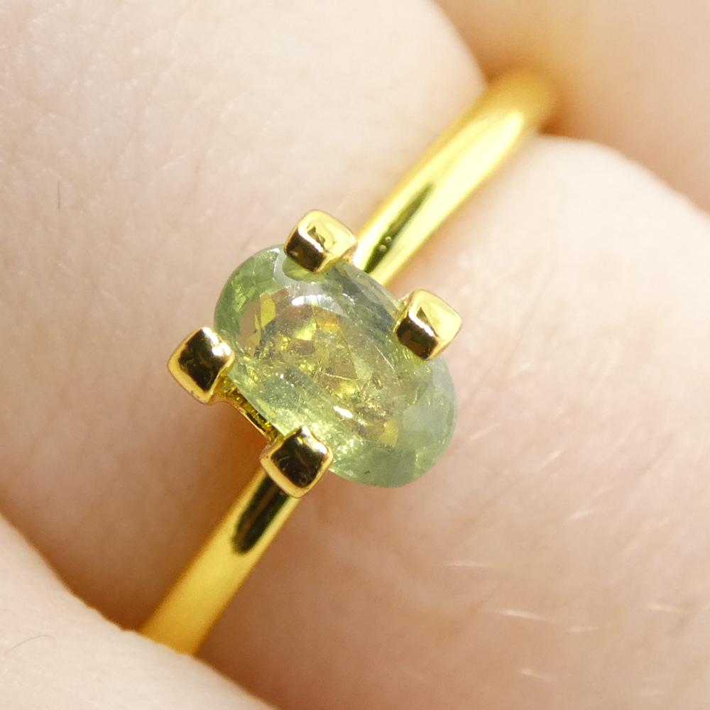 Taille brillant Alexandrite ovale jauneâtre verte à jaune verdâtre de 0,64 carat du Sri Lanka en vente