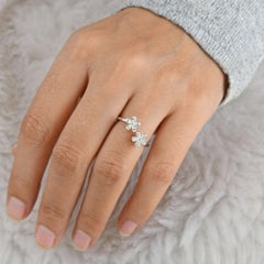 0.64ct SI Clarity HI Color Diamond Double Floral Open Ring 18 Karat White Gold
