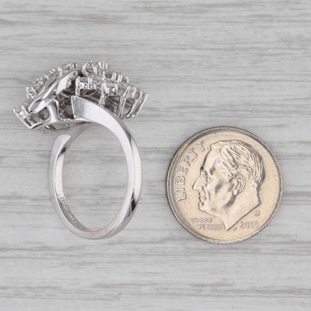 0,64ctw Diamant Cluster Ring 14k Weißgold Größe 5,75 Cluster Cocktail im Angebot 2