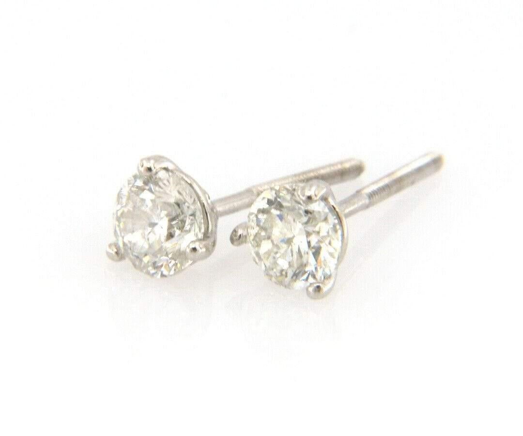 0.64ctw Round Diamond Stud Earrings in 14K White Gold For Sale 1