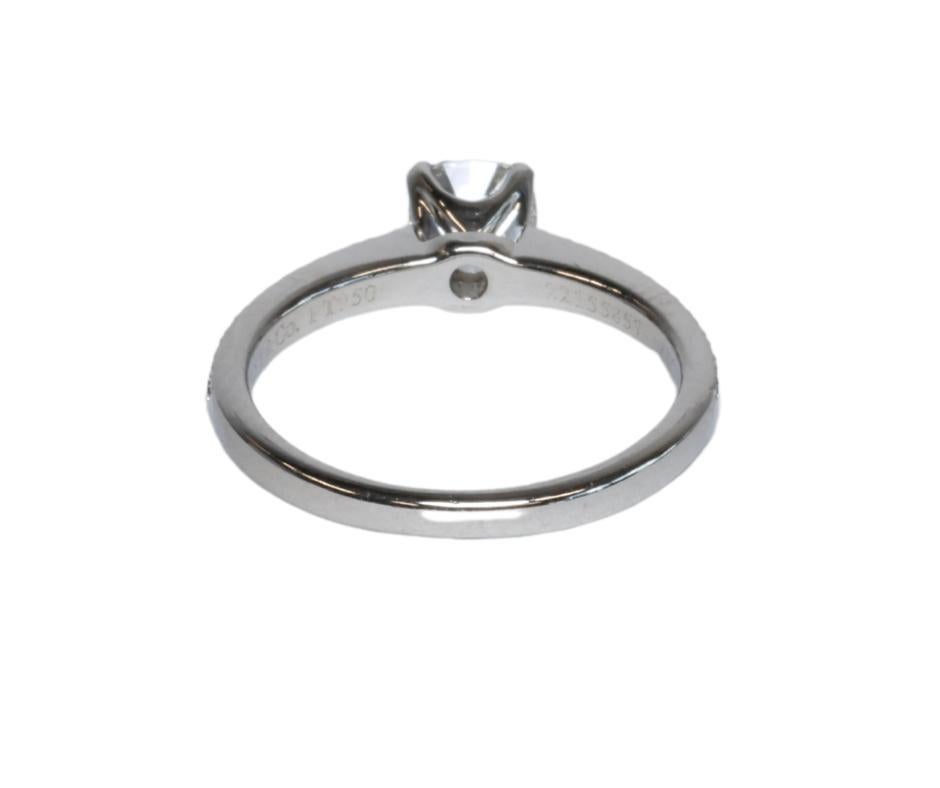Women's or Men's 0.64ctw Tiffany & Co Cushion Cut Engagement Ring with Pave Diamond Platinum Ring For Sale