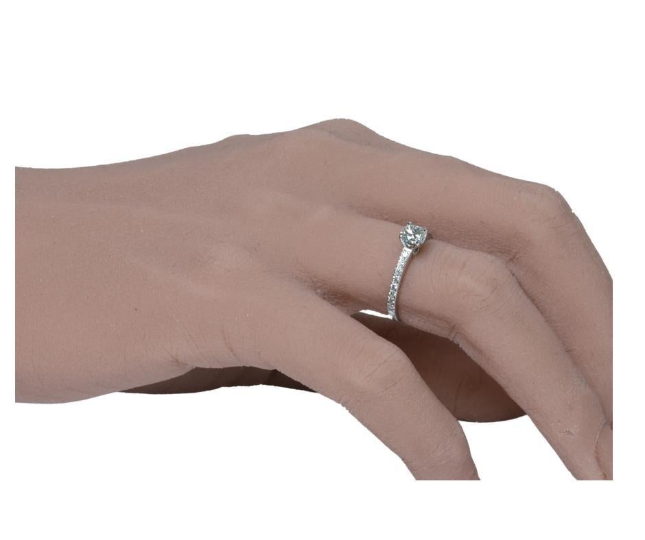 0.64ctw Tiffany & Co Cushion Cut Engagement Ring with Pave Diamond Platinum Ring For Sale 1